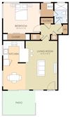 One Bedroom One Bath Floor Plan One Bedroom One Bath Floor Plan 800 to 850 Sq.Ft. at Los Altos Court, Los Altos, CA